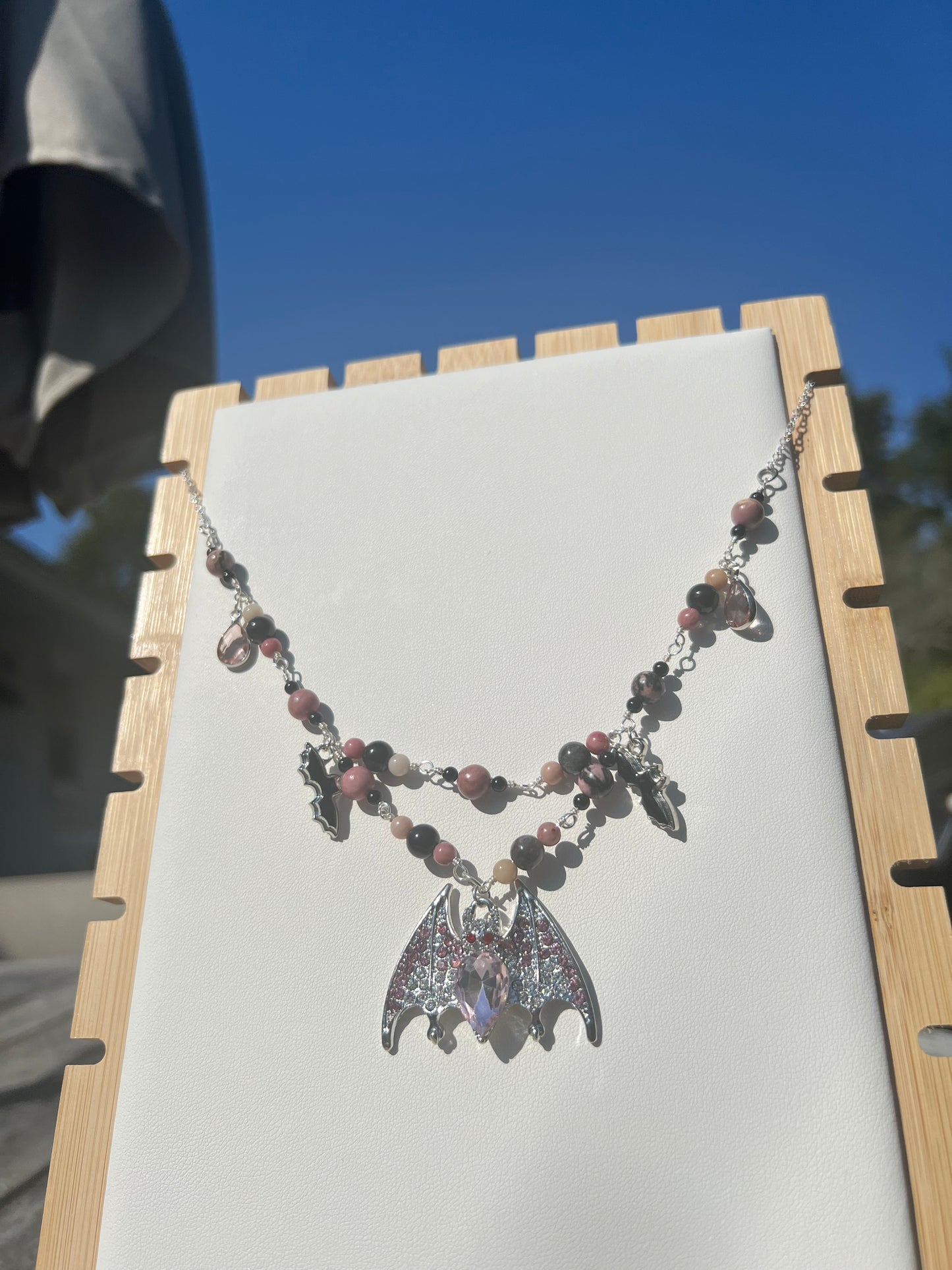 Silver Sheen Obsidian, Rhodonite, & Black Onyx Spooky necklace