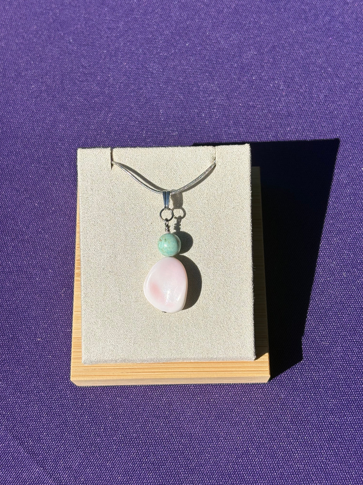 Queen Conch Shell and Peruvian Turquoise Pendant