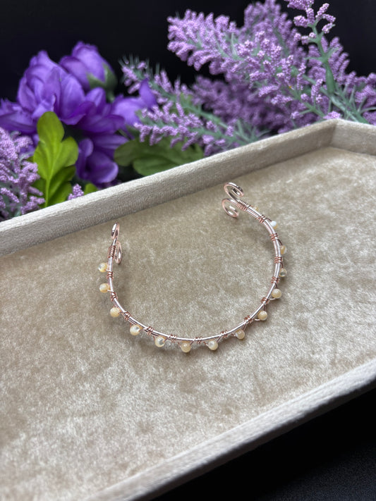 Rose Gold Mother of Pearl Cuff Bracelet