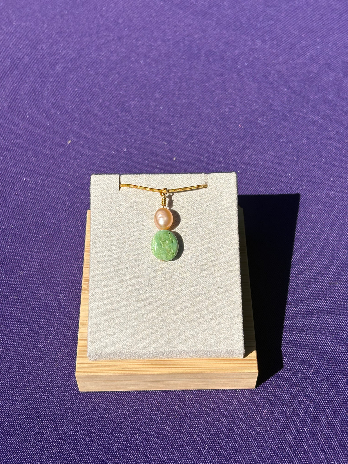 Variscite and Pink Freshwater Pearl Pendant