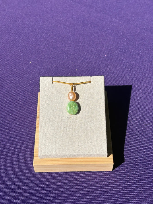 Variscite and Pink Freshwater Pearl Pendant