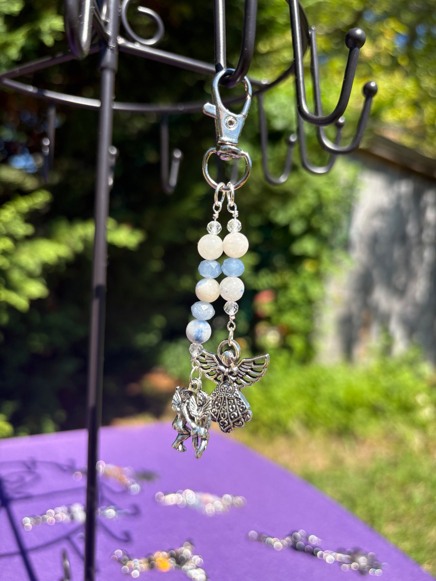 Dumortierite in Quartz, Topaz, Blue Aventurine Angel Charm