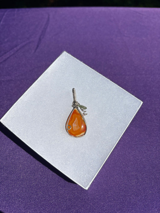 Carnelian & Green Kyanite Pumpkin Pendant