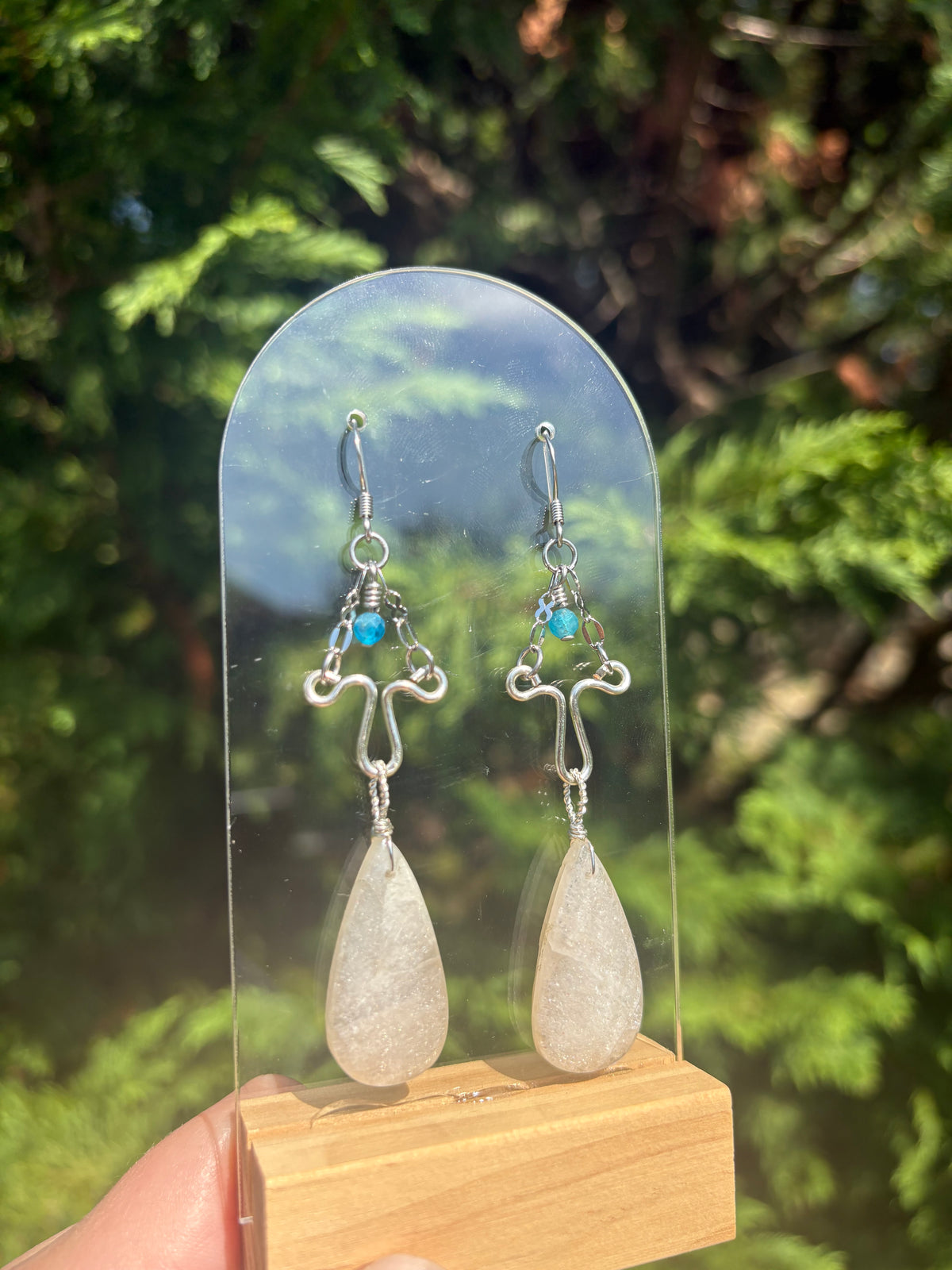 Moonstone and Blue Apatite earrings