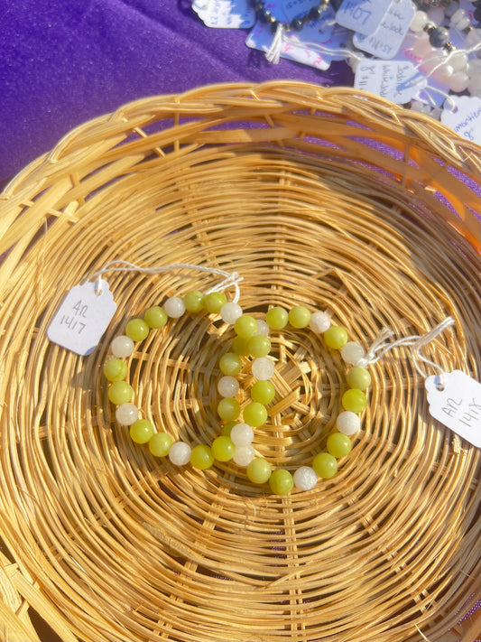 Serpentine & White Jade bracelets