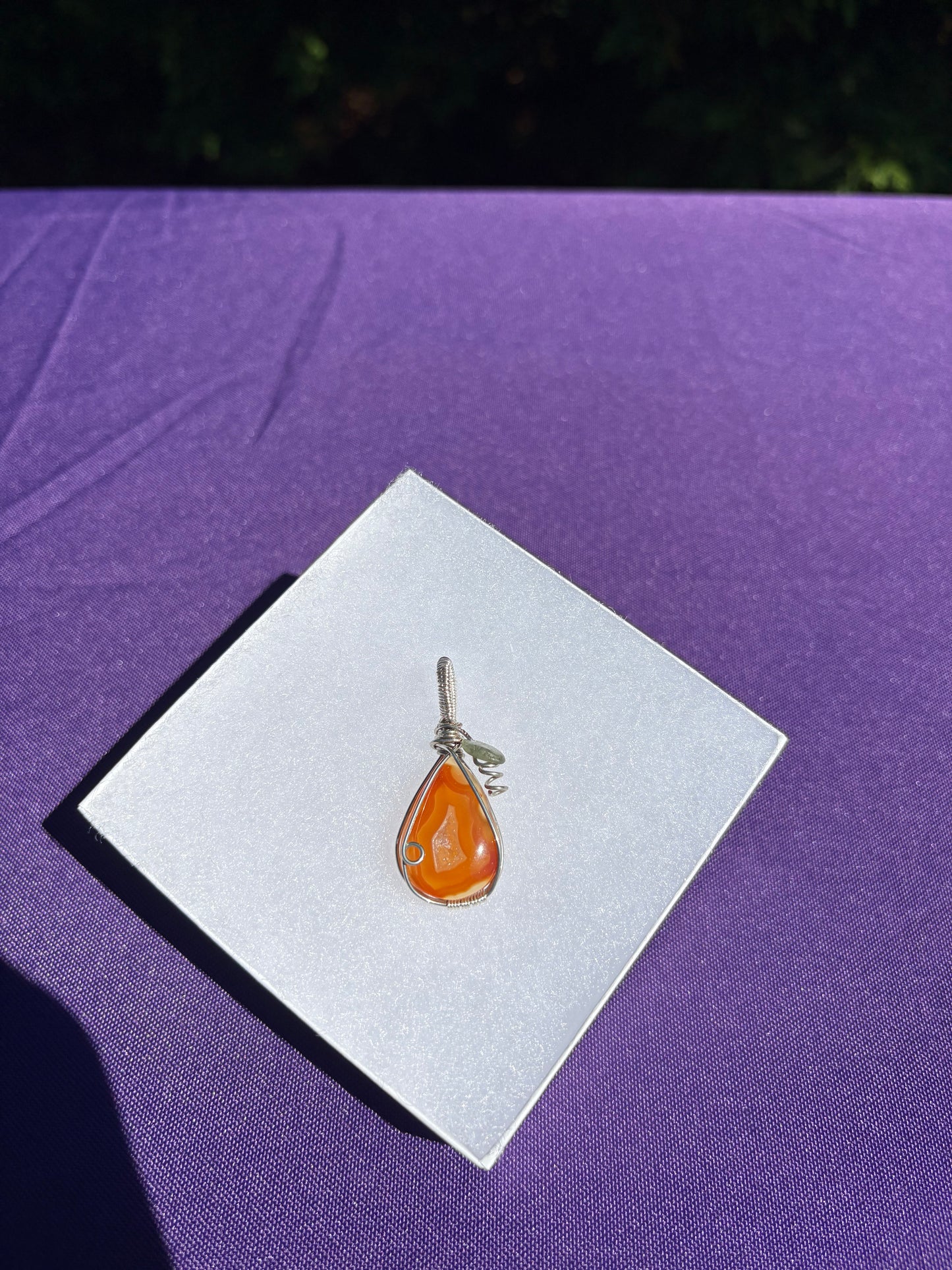 Carnelian & Green Kyanite Pumpkin Pendant