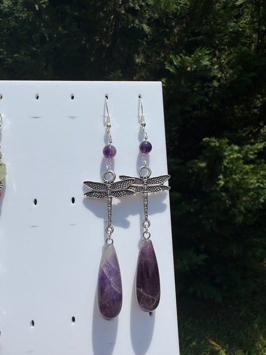 Amethyst Dragonfly Earrings