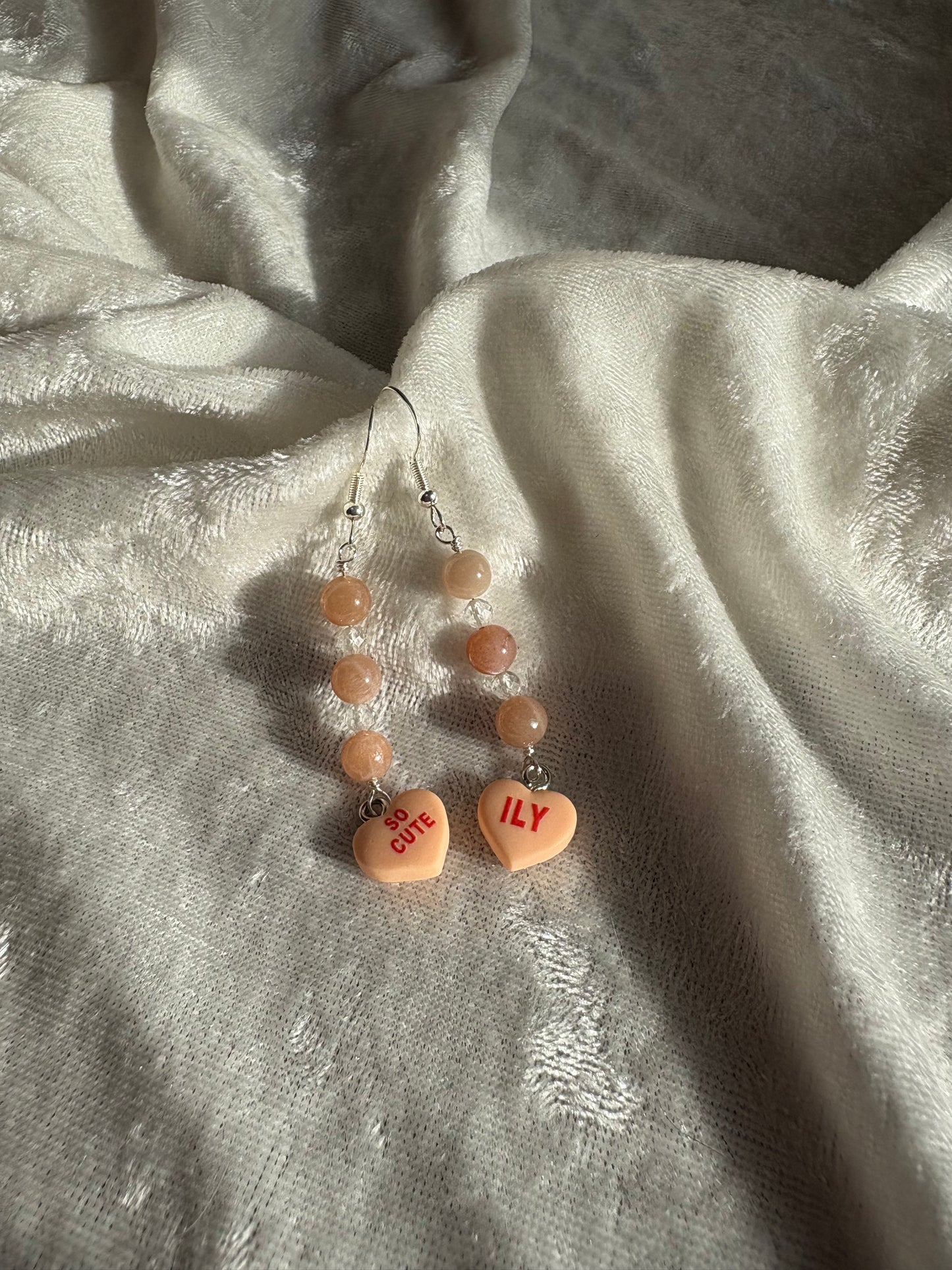 Peach Moonstone & Topaz Convo earrings