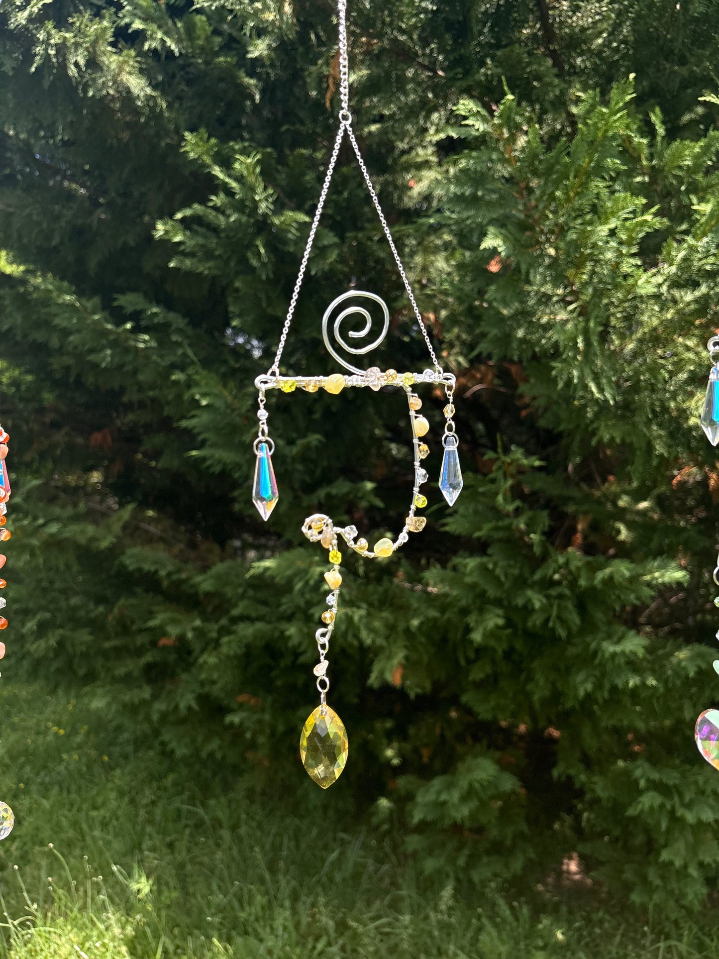 Yellow Opal and Golden Rutile Solar Plexus Chakra Sun Catcher