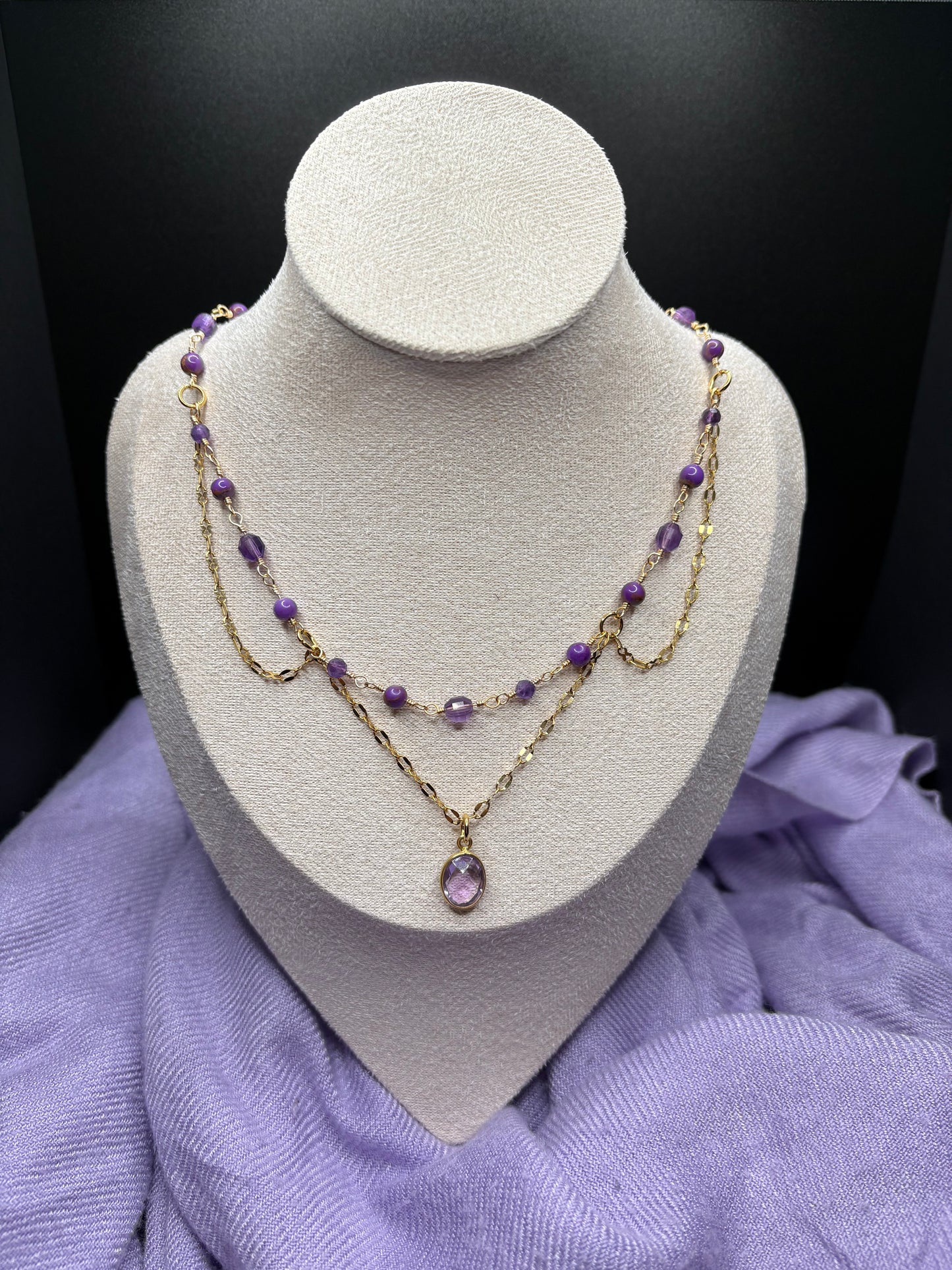Amethyst and Phosphosiderite necklace