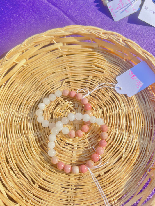 White Jade & Rhodonite bracelets