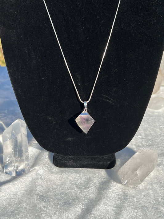 Rainbow Fluorite Octahedron Necklace