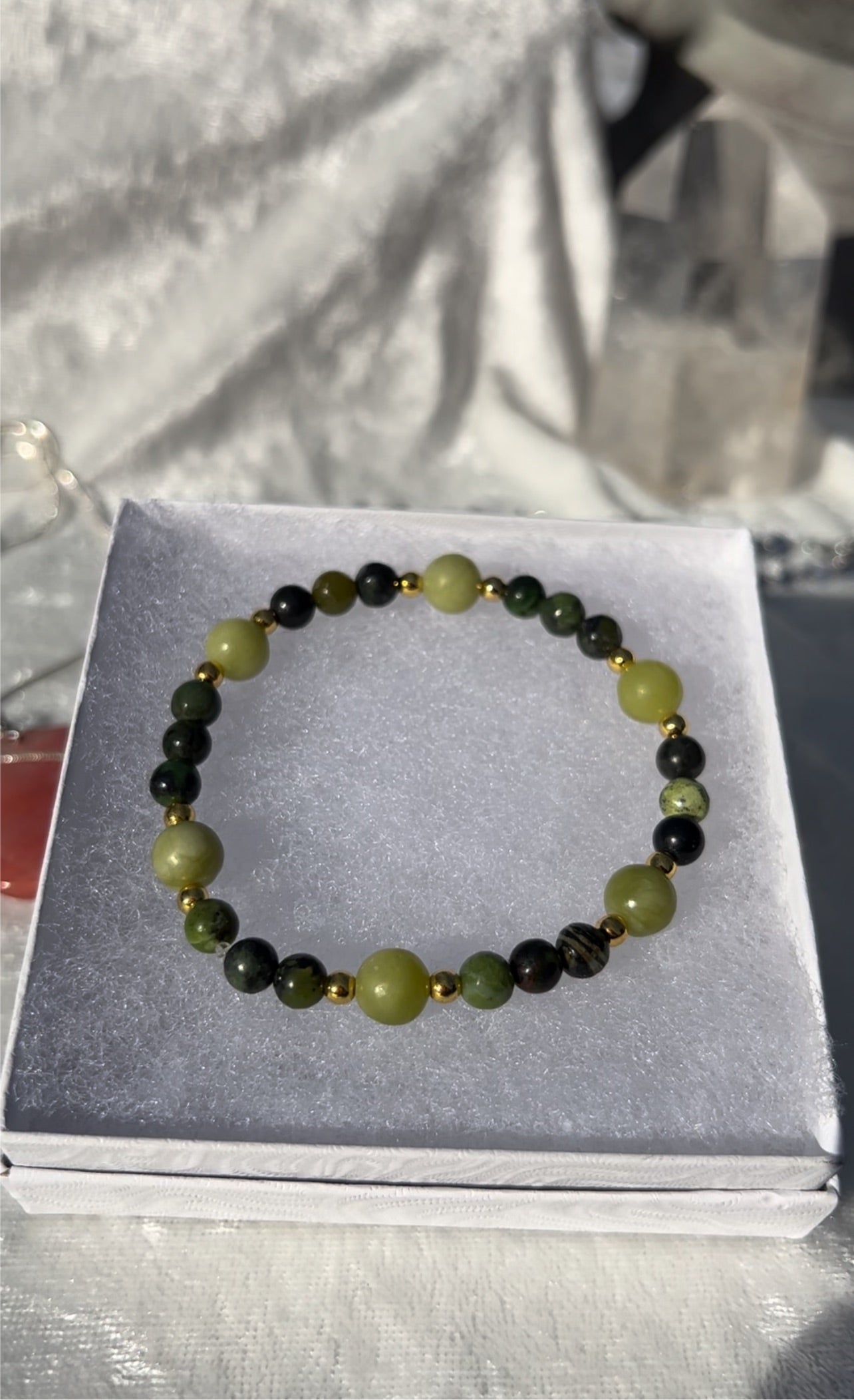 Serpentine and Chrysoprase Bracelet