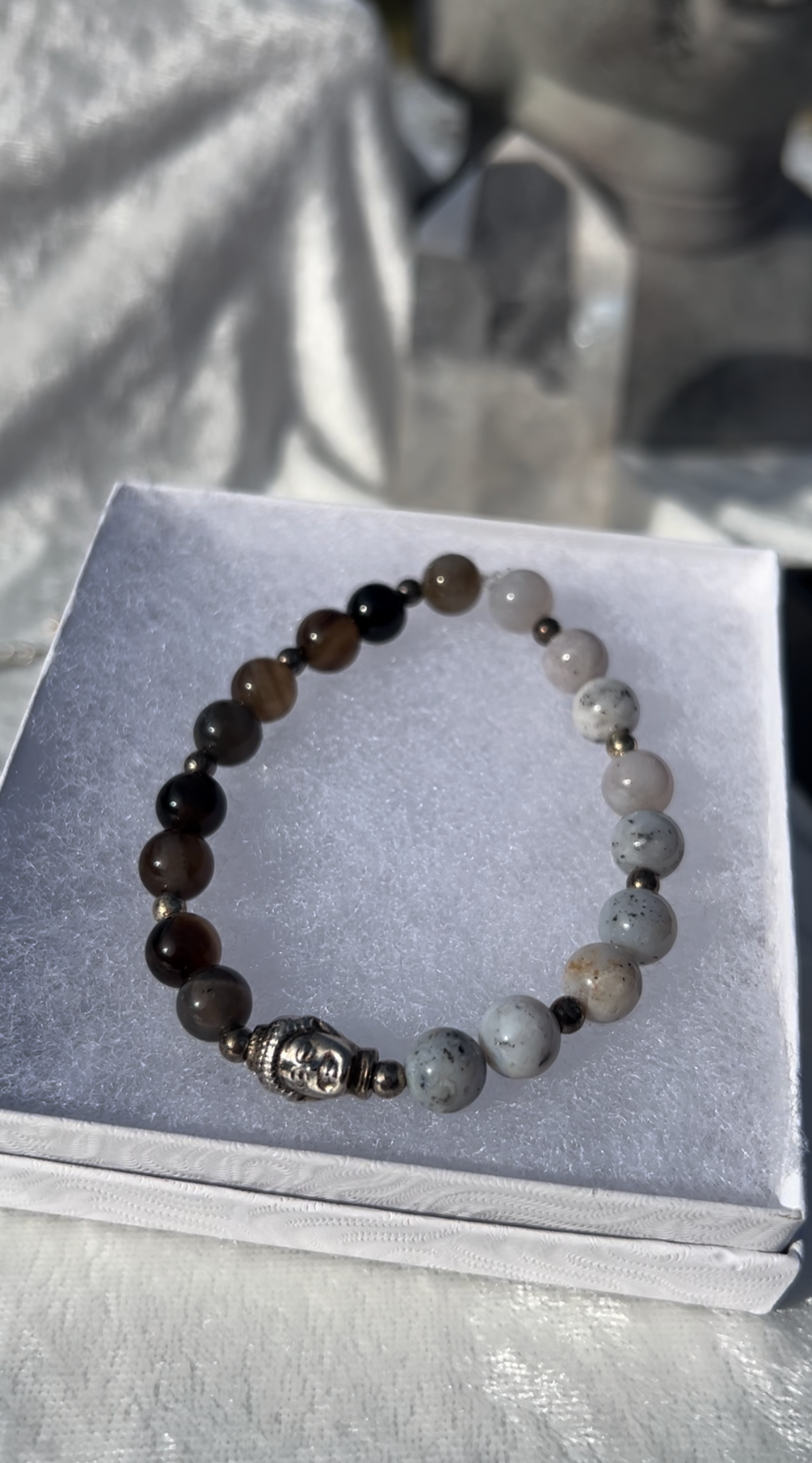 Smoky Agate and Dendritic Opal Bracelet