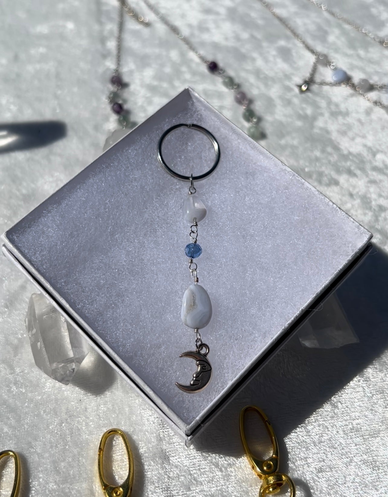 Blue Lace Agate Keychains