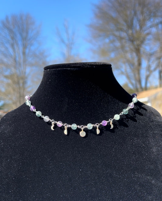 Fluorite Moon Phase Necklace