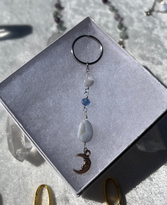 Blue Lace Agate Keychains