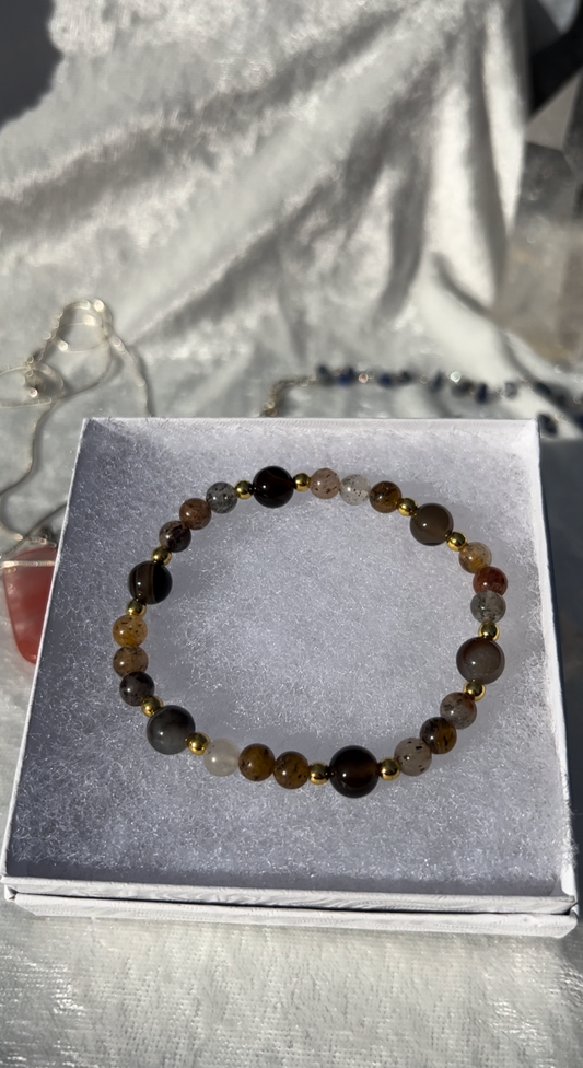 Lodolite and Smoky Agate Bracelet