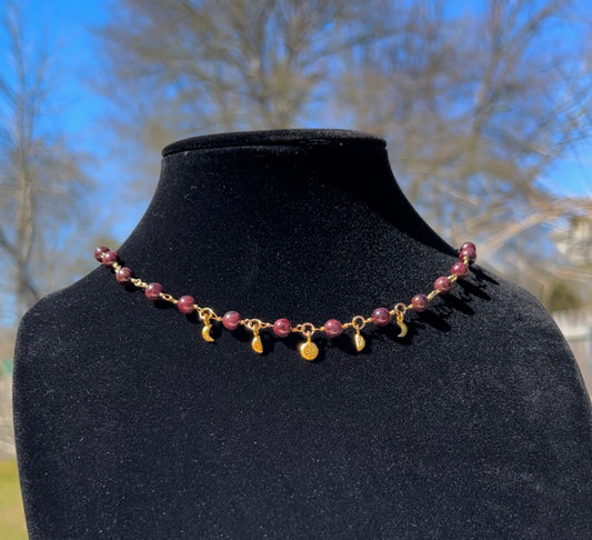 Garnet Moon Phase Necklace