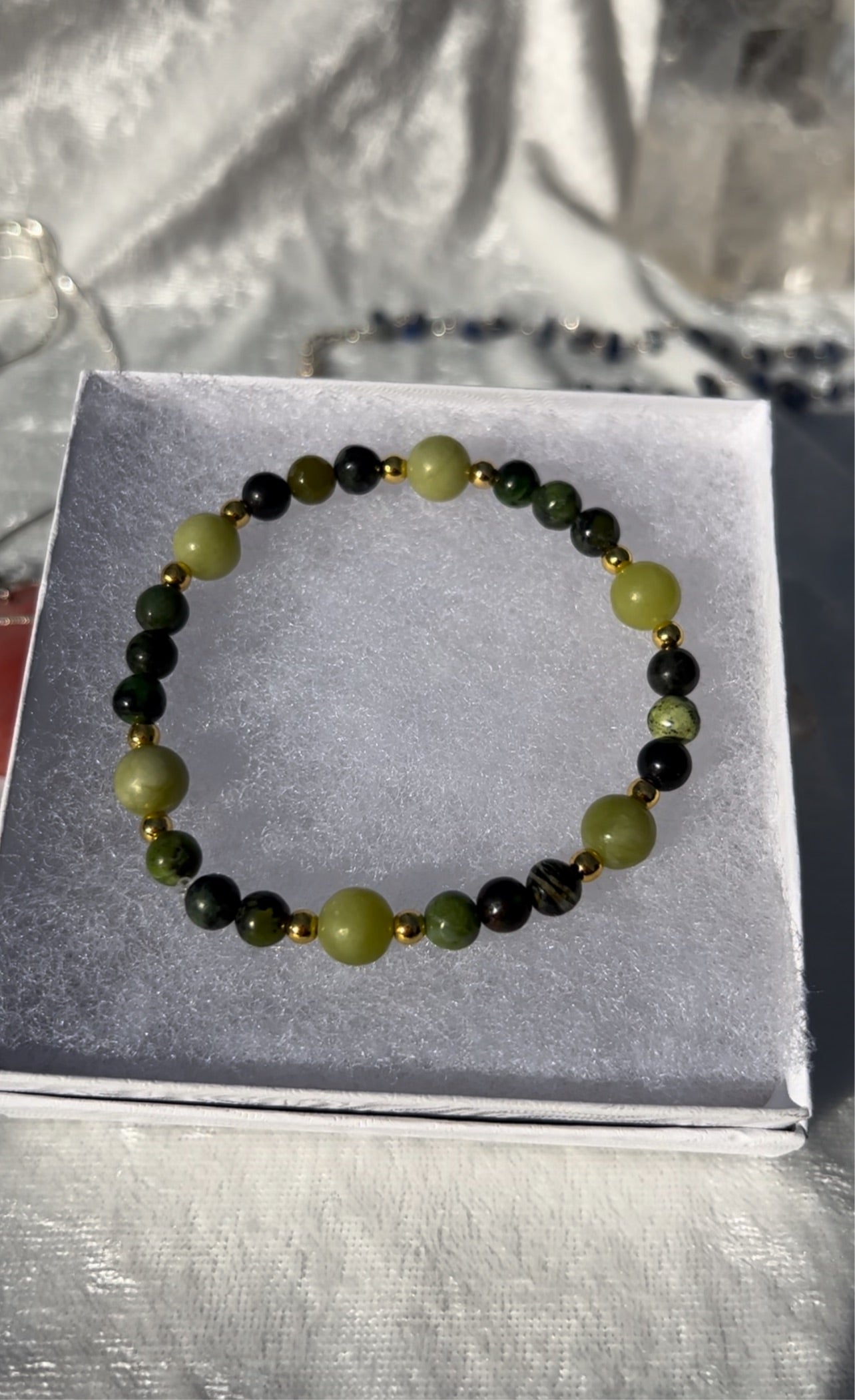 Serpentine and Chrysoprase Bracelet