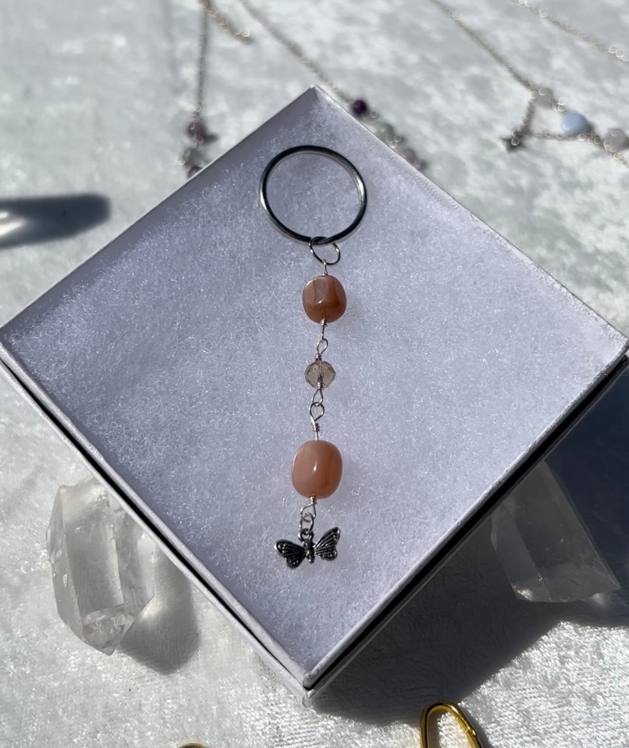 Peach Moonstone Keychains