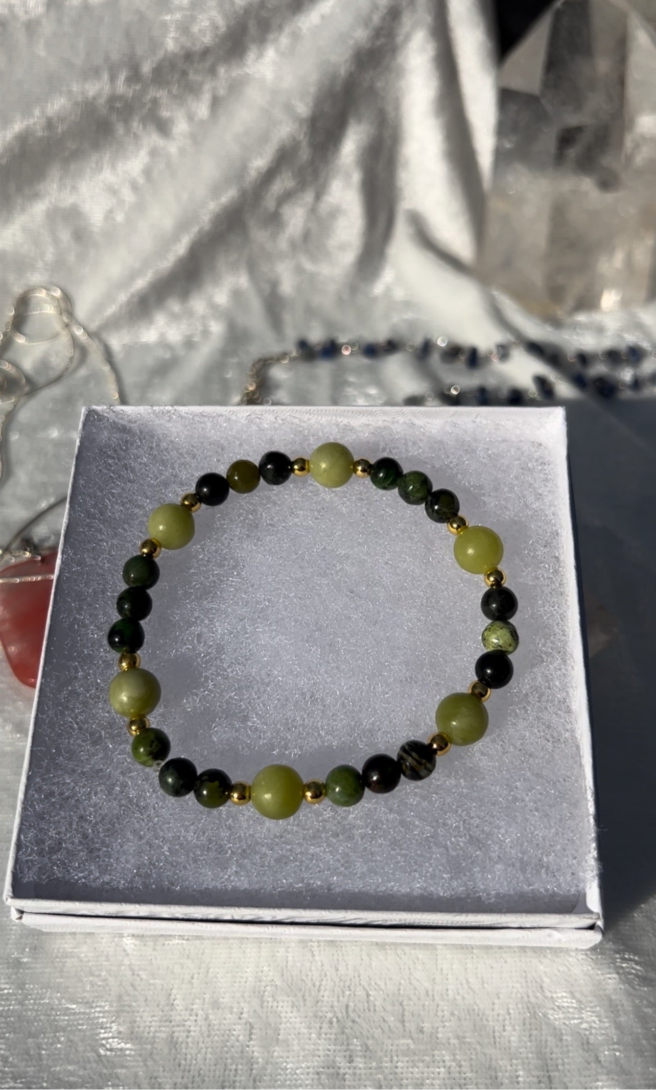 Serpentine and Chrysoprase Bracelet