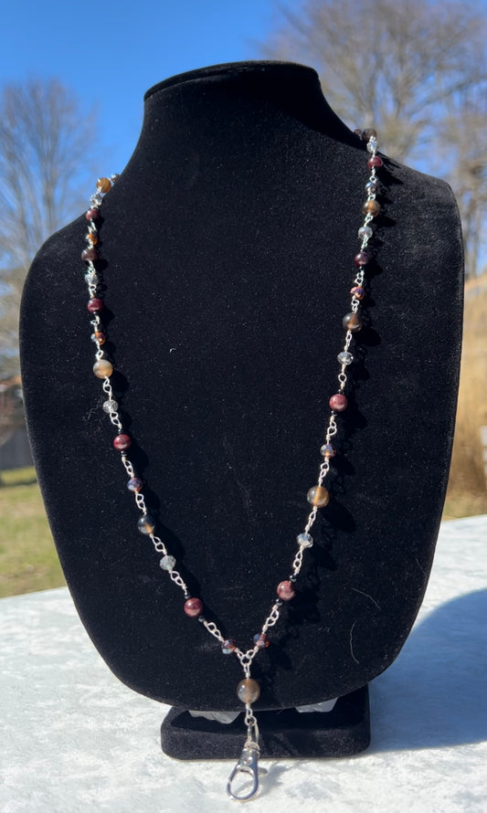 Onyx, Garnet, & Smoky Agate Lanyard