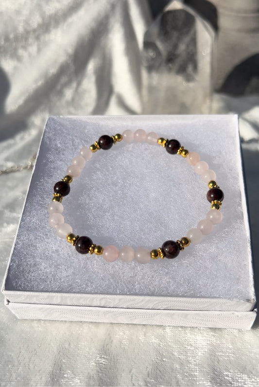 Rose Quartz and Garnet Bracelet