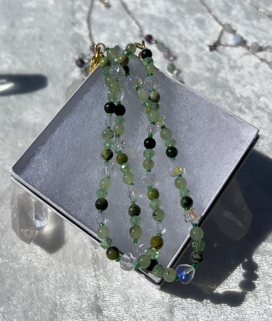 Chrysoprase & Prehnite Wristlets