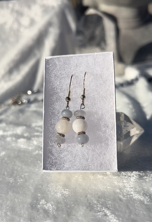 Angelite and White Jade Earrings